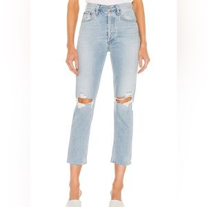 Riley High Rise Straight Crop in Clear Skies